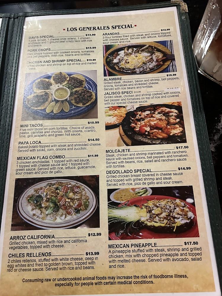 LOS GENERALES MEXICAN RESTAURANT Menu image 3